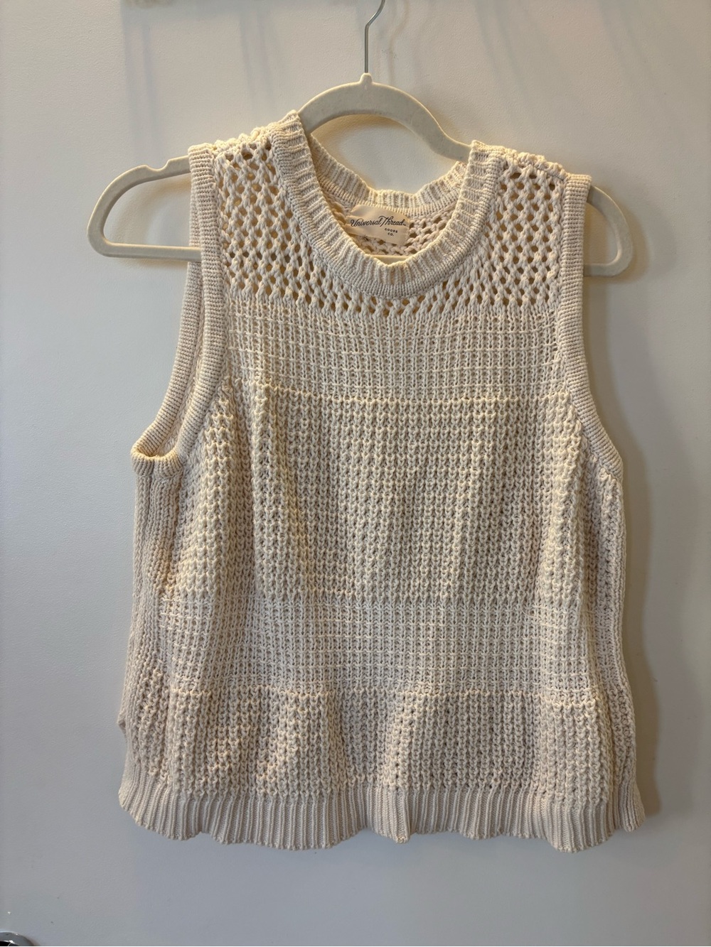 Universal Thread Cream Open-Knit Sleeveless Top